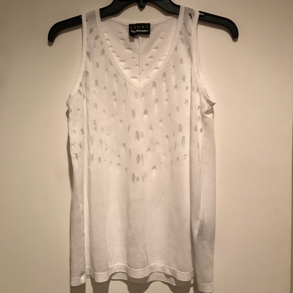 The Kooples Sport Ripped White Tank Top